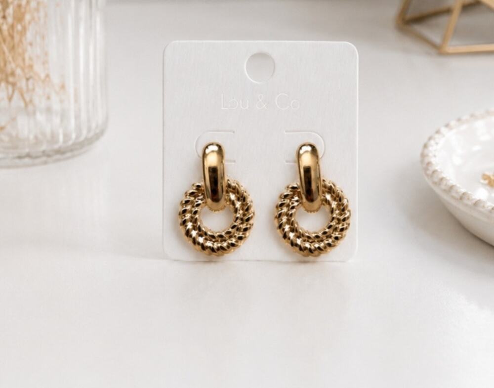Lou & Co Gold Door Knocker Earrings New